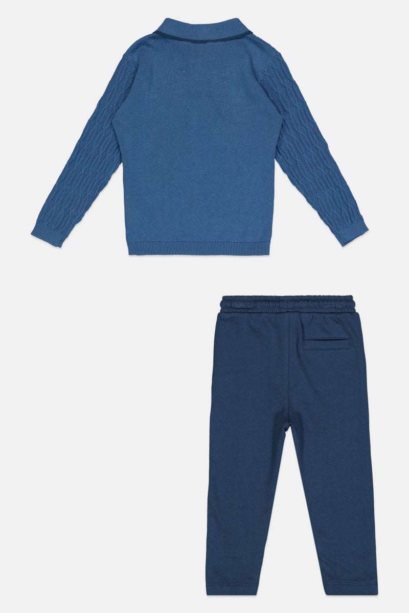 Norn Studios Toddlers Boy 2 Pieces Embroidered Logo Sweater With Jogger Pants Set, Multicolor - Image 3